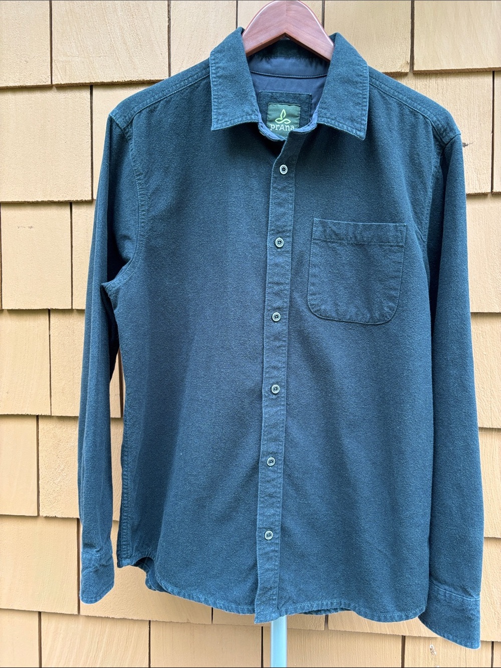 PRANA | Dark Green Organic Cotton Flannel Gorpcore Heritage Cabin Shirt | Size M